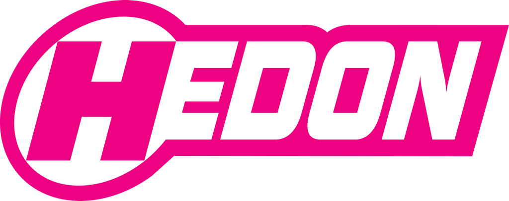 Naam Hedon met roze H en verder witte letters